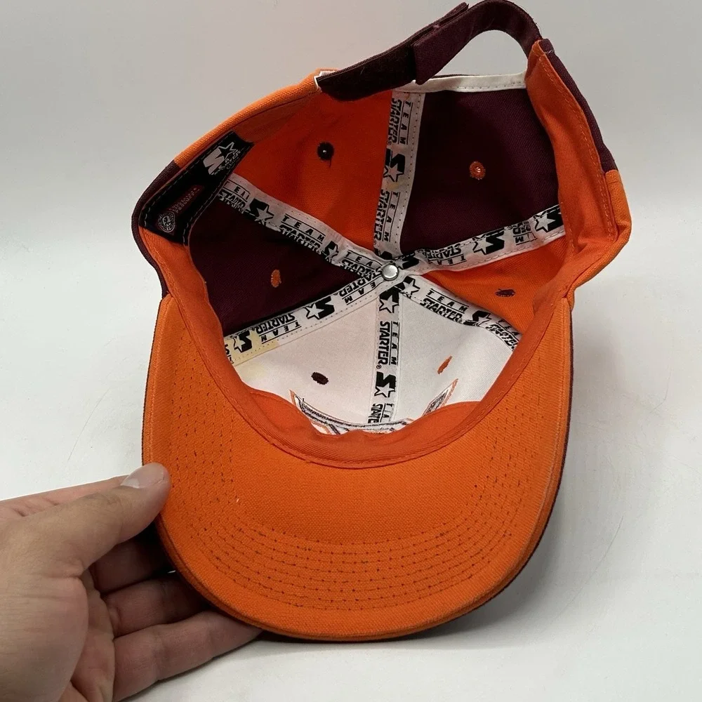 Vintage Virginia Tech‎ Hokies Hat Starter Two Tone Strapback Orange Red
